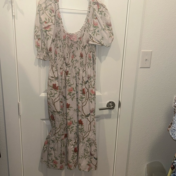 Hill House Floral Midi Dress - Pink and Green - Picture 2 of 2